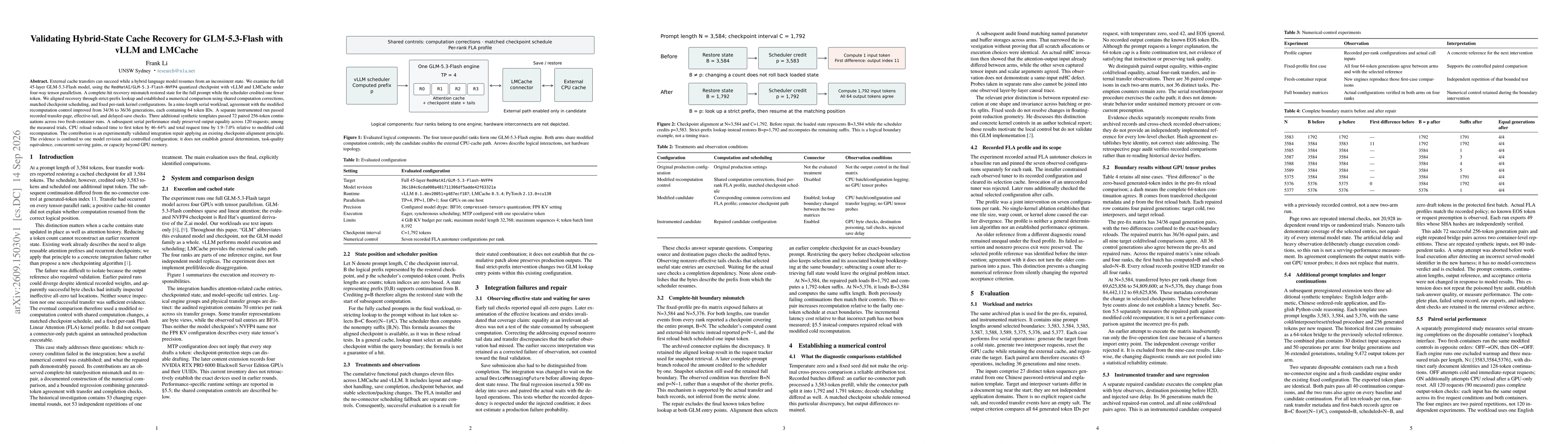 Thumbnail for Validating Hybrid-State Cache Recovery for GLM-5.3-Flash with vLLM and LMCache