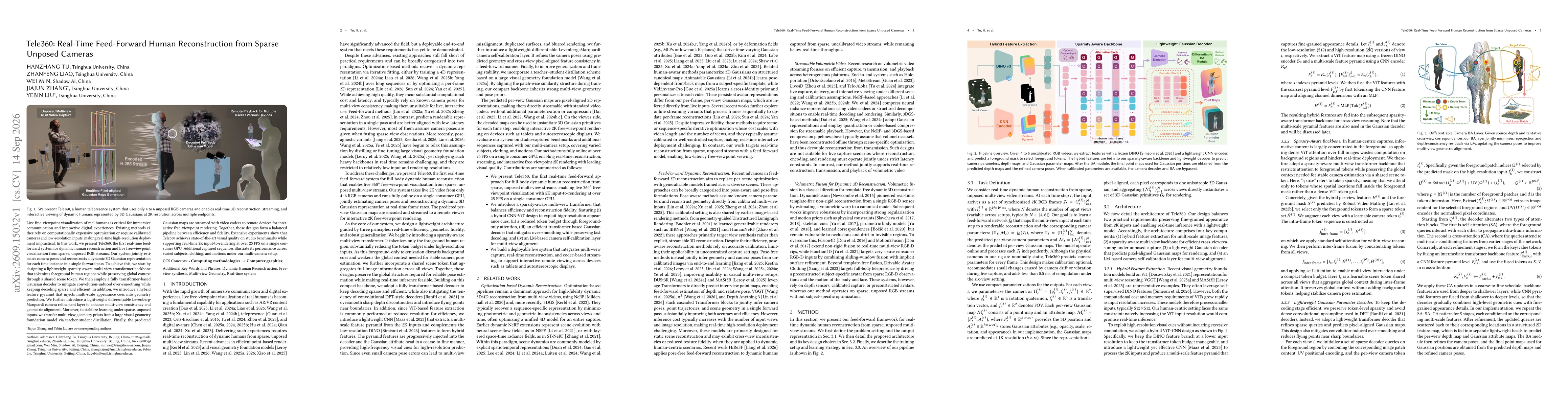 Thumbnail for Tele360: Real-Time Feed-Forward Human Reconstruction from Sparse Unposed Cameras