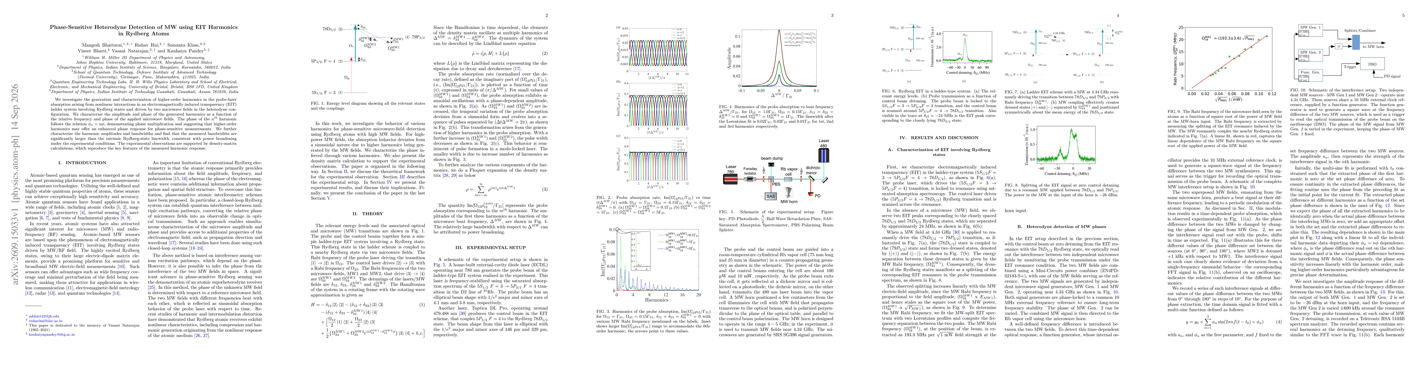 Thumbnail for Phase-Sensitive Heterodyne Detection of MW using EIT Harmonics in Rydberg Atoms