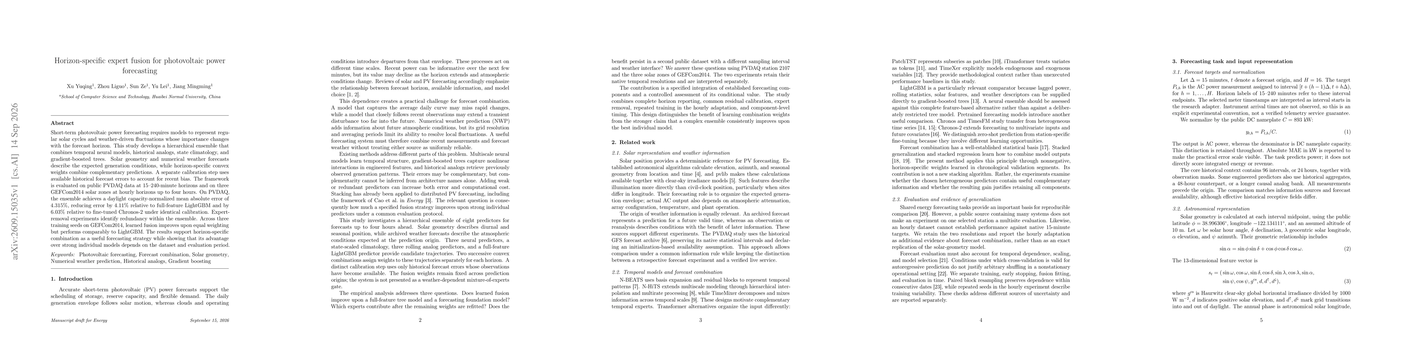 Thumbnail for Horizon-specific Expert Fusion for Photovoltaic Power Forecasting