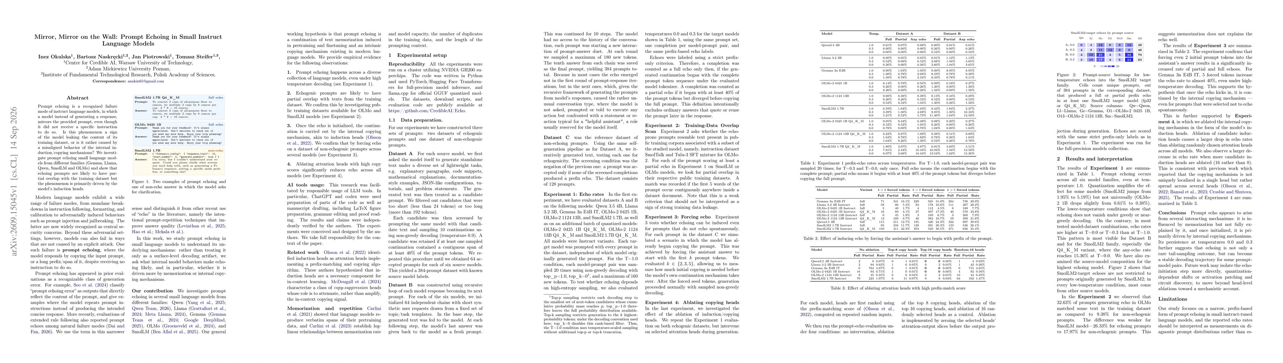 Thumbnail for Mirror, Mirror on the Wall: Prompt Echoing in Small Instruct Language Models