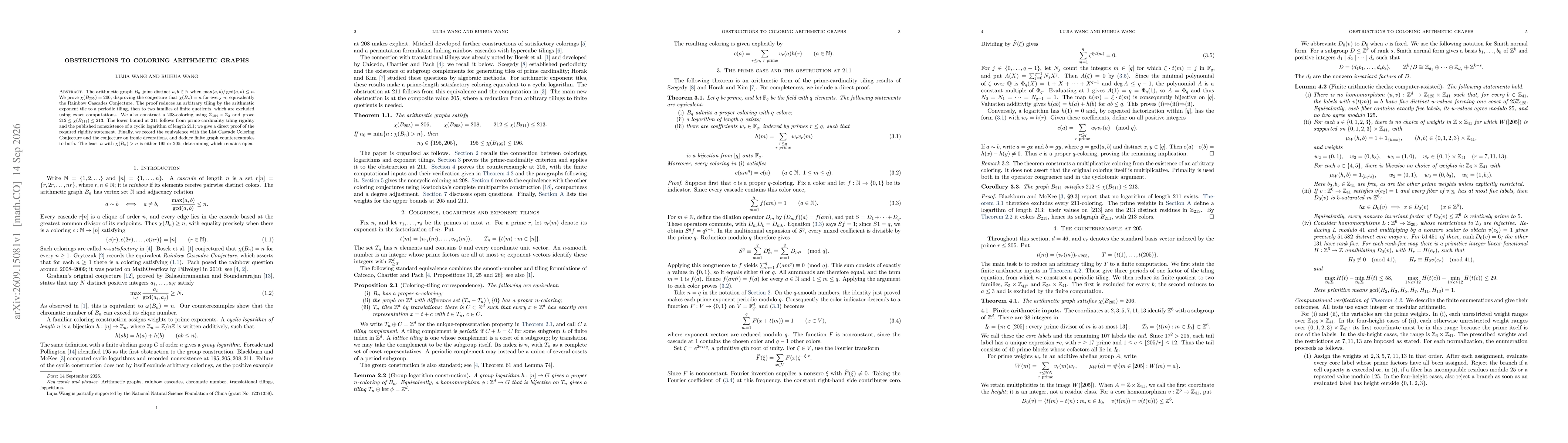 Thumbnail for Obstructions to coloring arithmetic graphs