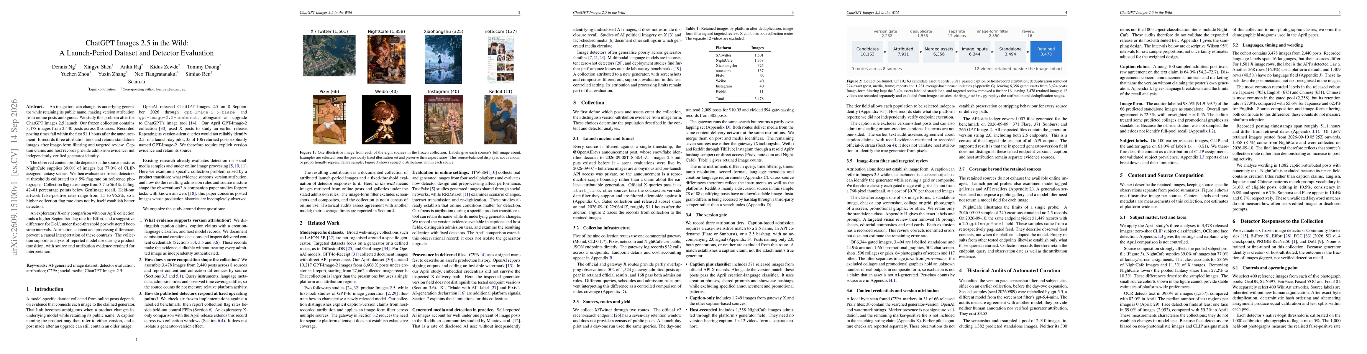 Thumbnail for ChatGPT Images 2.5 in the Wild: A Launch-Period Dataset and Detector Evaluation