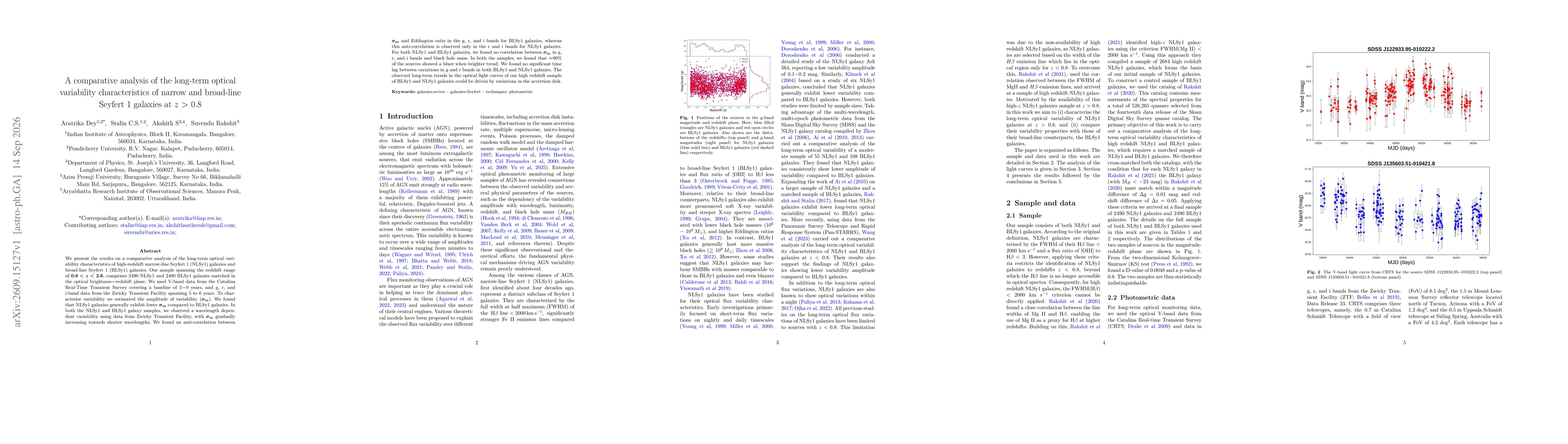 Thumbnail for A comparative analysis of the long-term optical variability characteristics of narrow and broad-line Seyfert 1 galaxies at z > 0.8