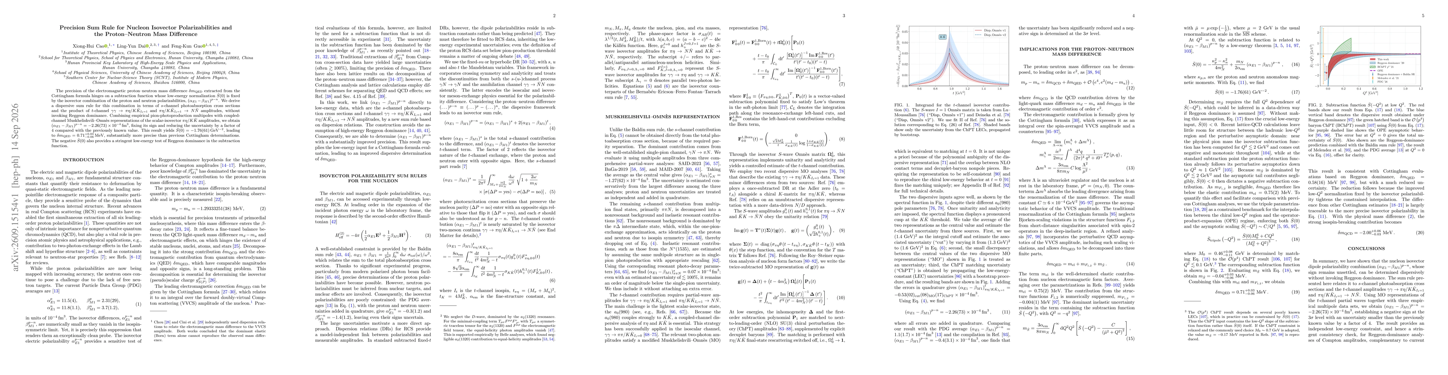 Thumbnail for Precision Sum Rule for Nucleon Isovector Polarizabilities and the Proton-Neutron Mass Difference