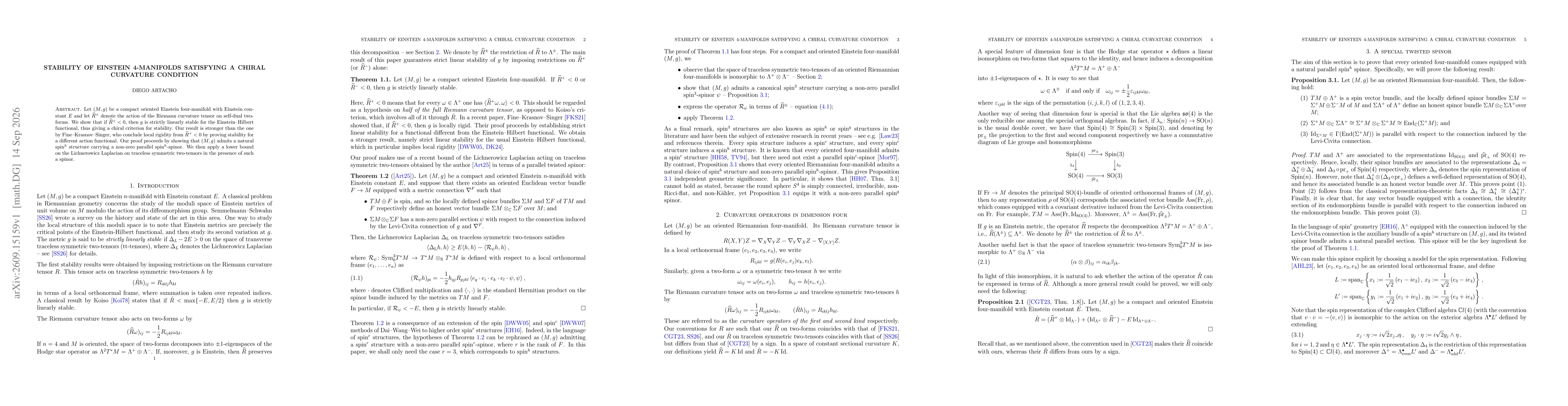 Thumbnail for Stability of Einstein 4-manifolds satisfying a chiral curvature condition
