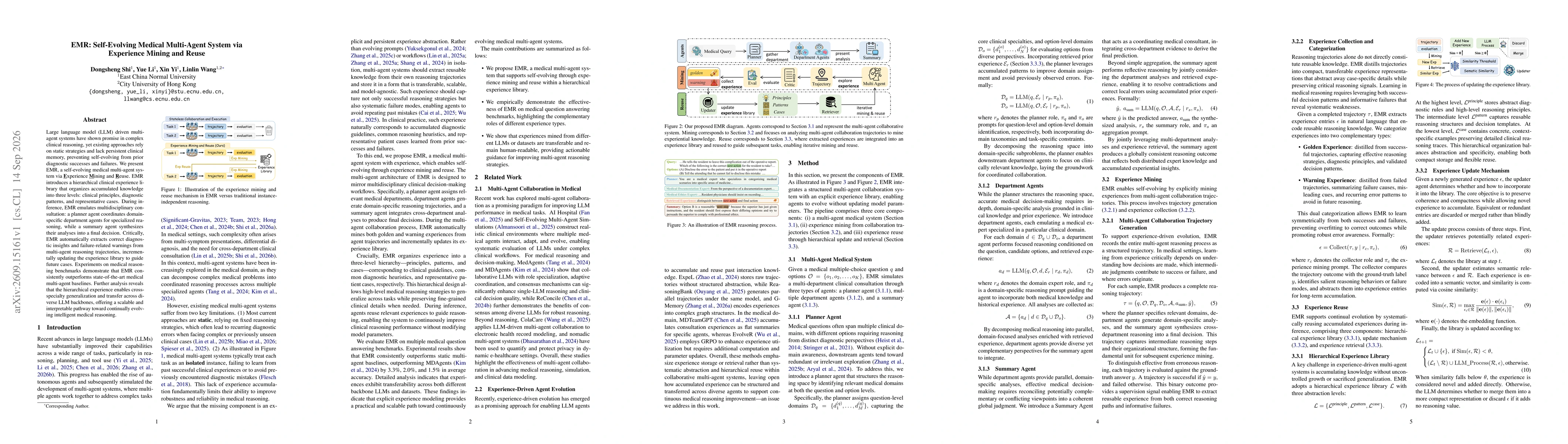 Thumbnail for EMR: Self-Evolving Medical Multi-Agent System via Experience Mining and Reuse