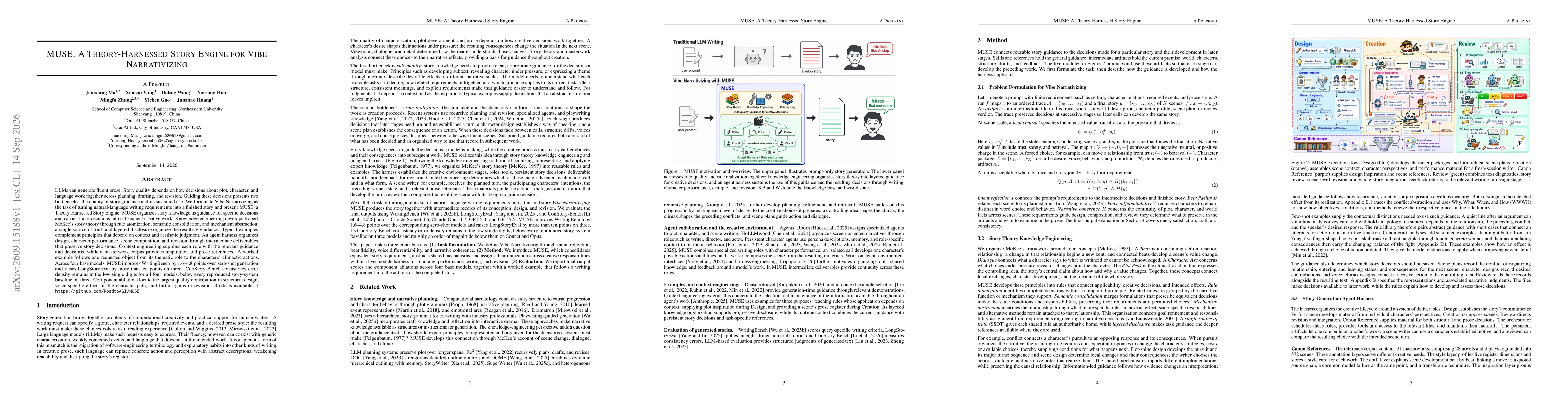 Thumbnail for MUSE: A Theory-Harnessed Story Engine for Vibe Narrativizing