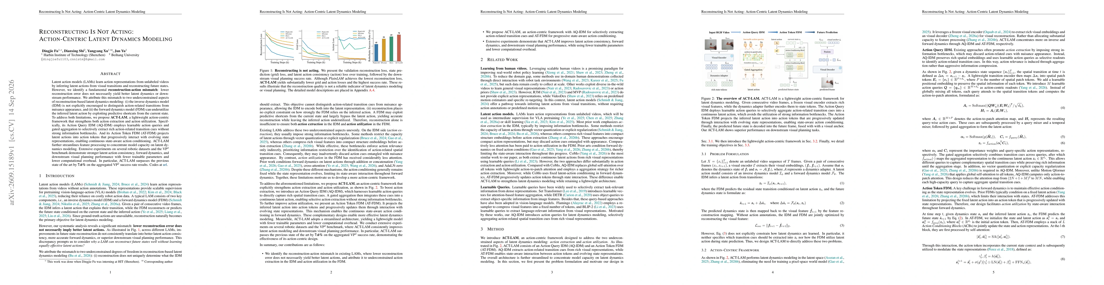 Thumbnail for Reconstructing Is Not Acting: Action-Centric Latent Dynamics Modeling