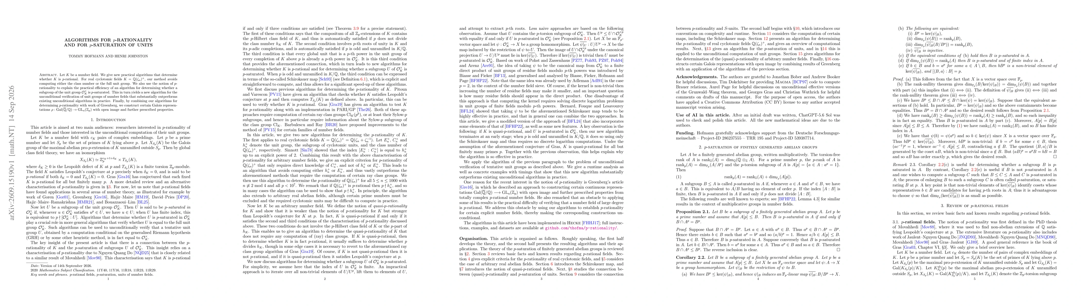 Thumbnail for Algorithms for $p$-rationality and for $p$-saturation of units