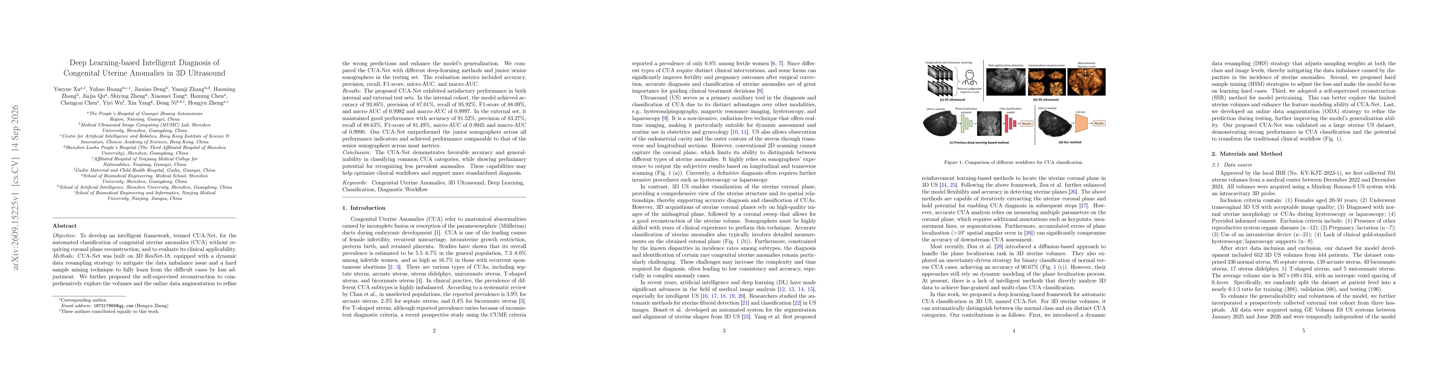 Thumbnail for Deep Learning-based Intelligent Diagnosis of Congenital Uterine Anomalies in 3D Ultrasound