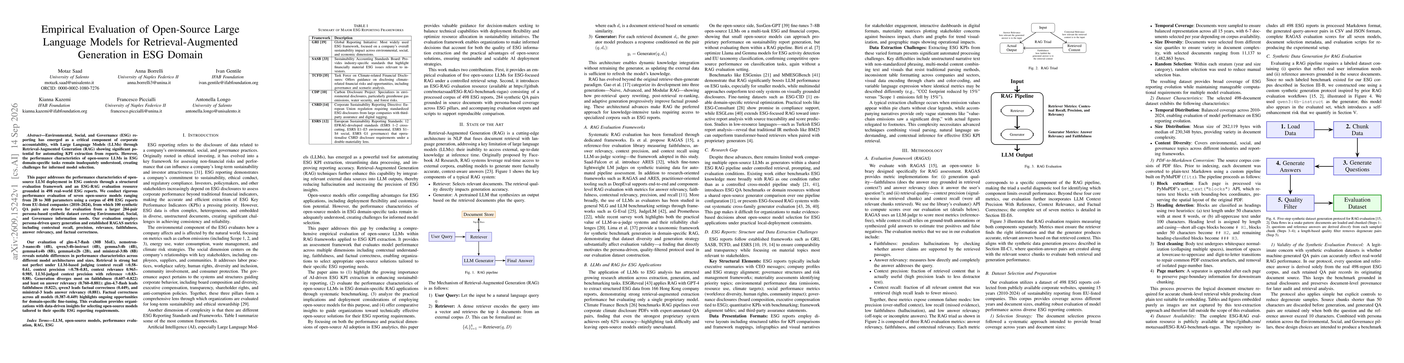 Thumbnail for Empirical Evaluation of Open-Source Large Language Models for Retrieval-Augmented Generation in ESG Domain