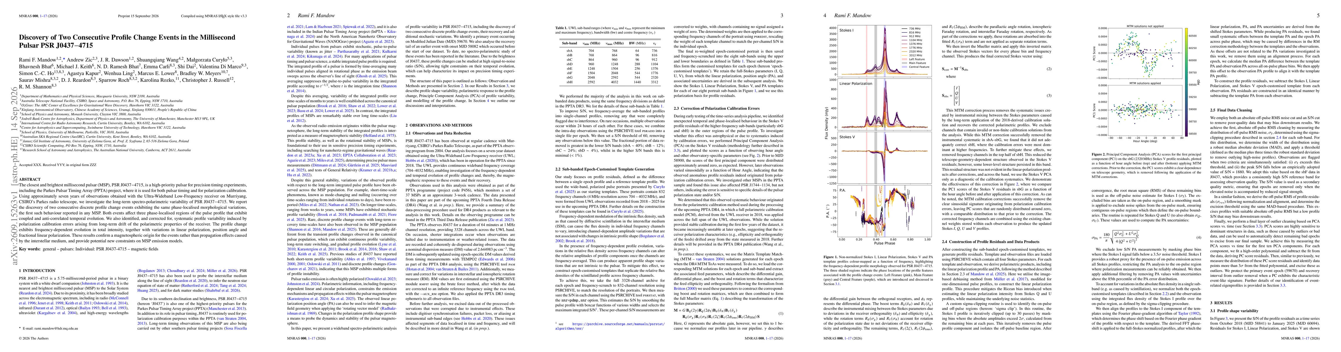 Thumbnail for Discovery of Two Consecutive Profile Change Events in the Millisecond Pulsar PSR J0437-4715