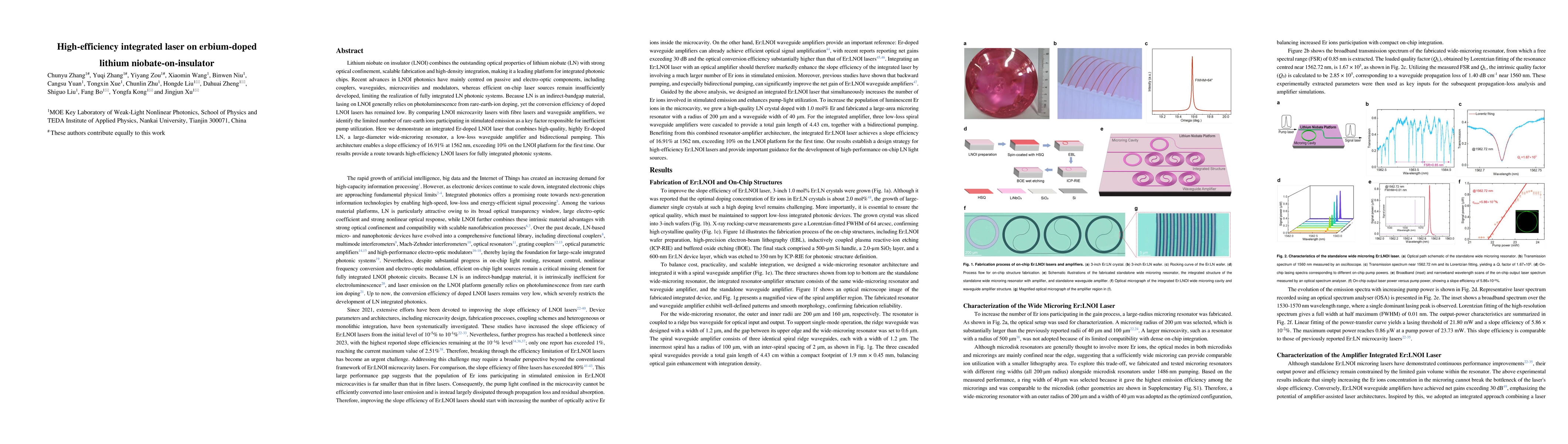Thumbnail for High-efficiency integrated laser on erbium-doped lithium niobate-on-insulator