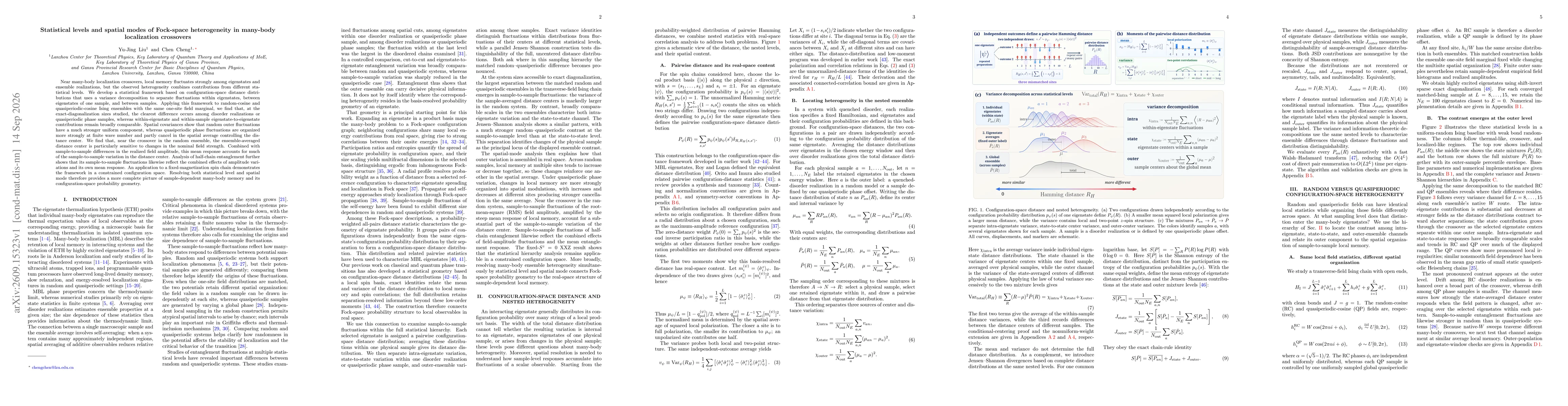 Thumbnail for Statistical levels and spatial modes of Fock-space heterogeneity in many-body localization crossovers