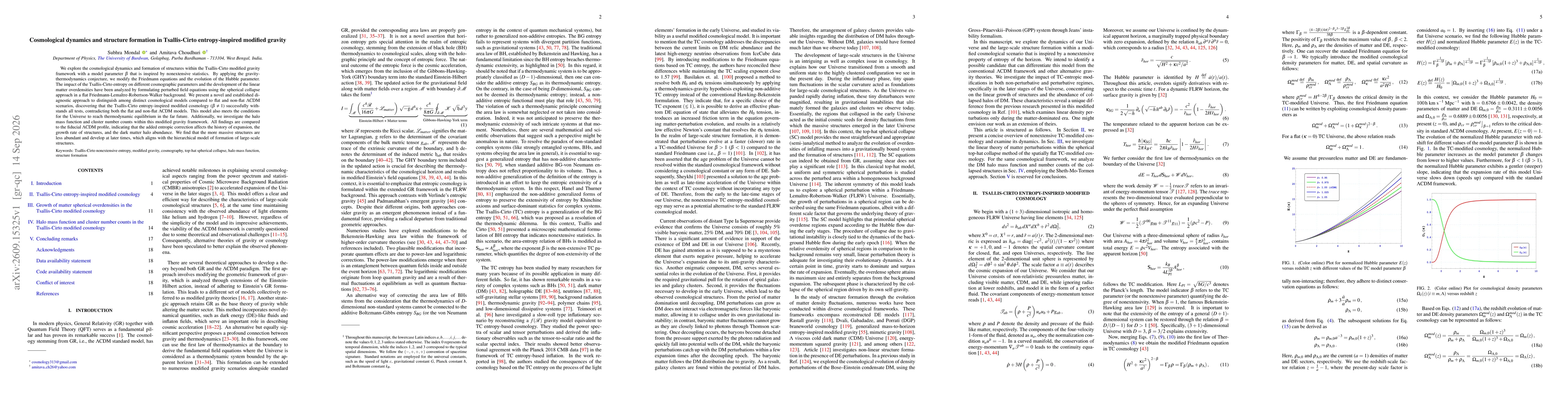 Thumbnail for Cosmological dynamics and structure formation in Tsallis-Cirto entropy-inspired modified gravity