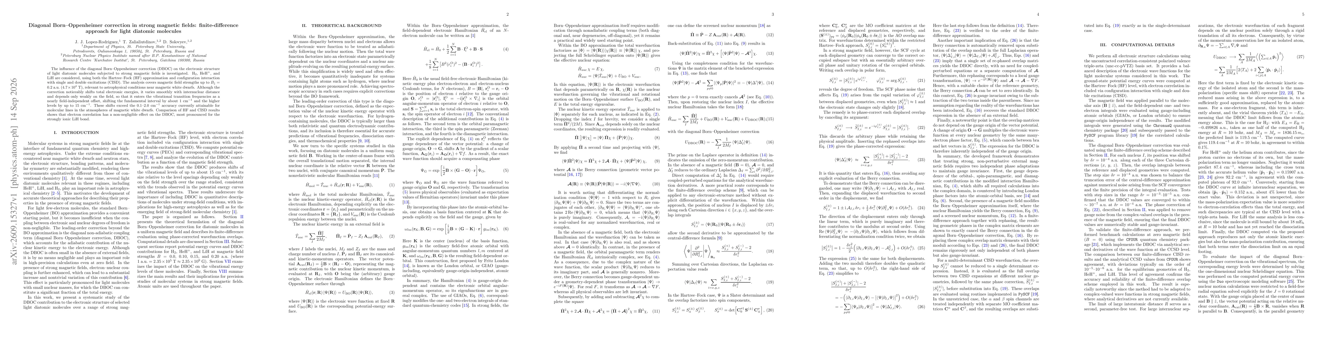 Thumbnail for Diagonal Born--Oppenheimer correction in strong magnetic fields: finite-difference approach for light diatomic molecules