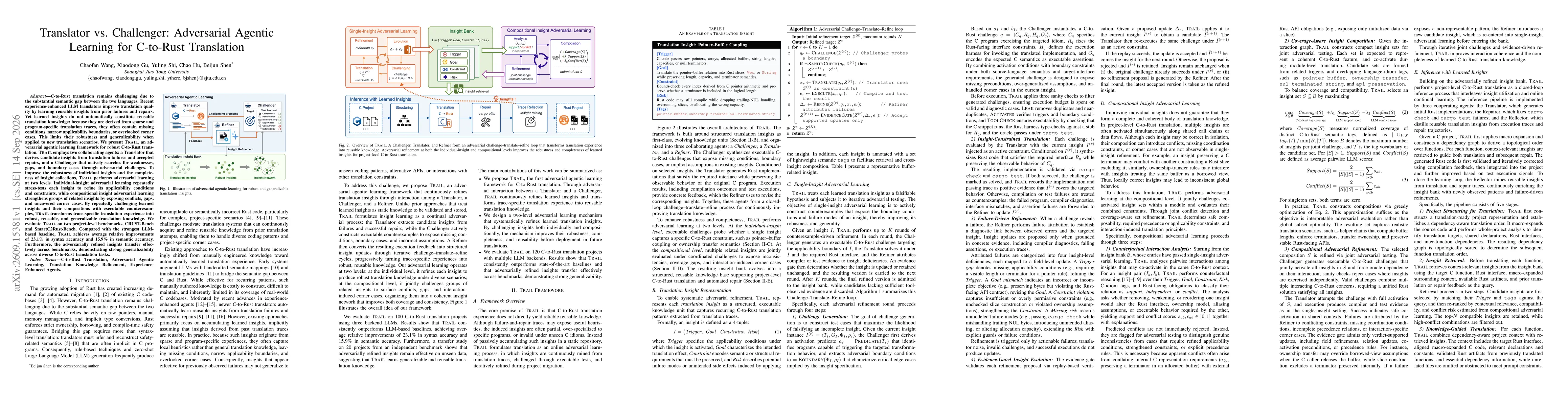 Thumbnail for Translator vs. Challenger: Adversarial Agentic Learning for C-to-Rust Translation