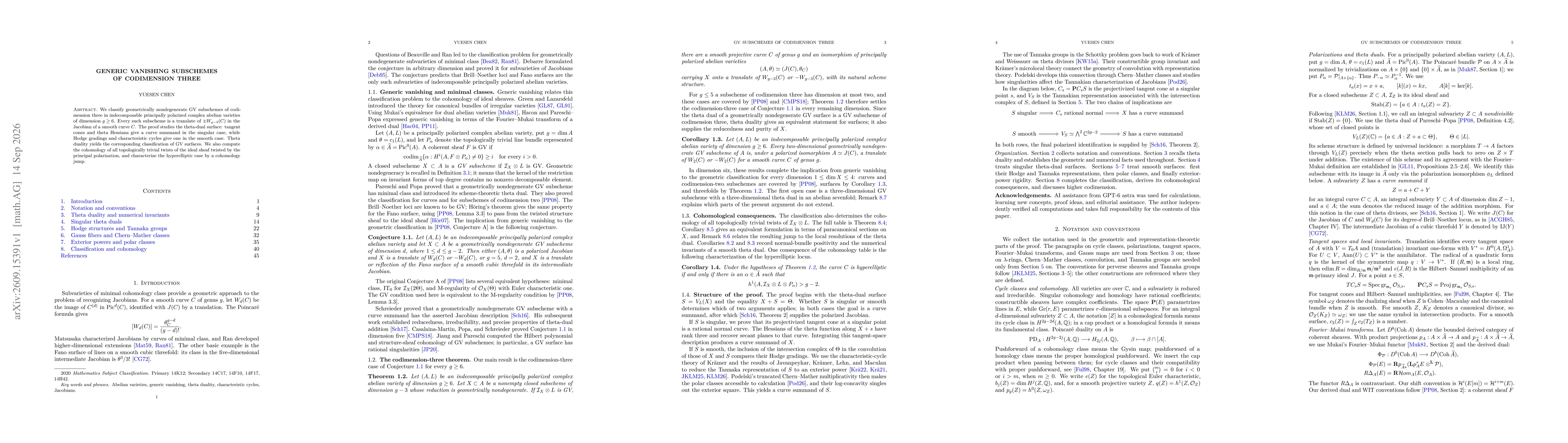 Thumbnail for Generic vanishing subschemes of codimension three