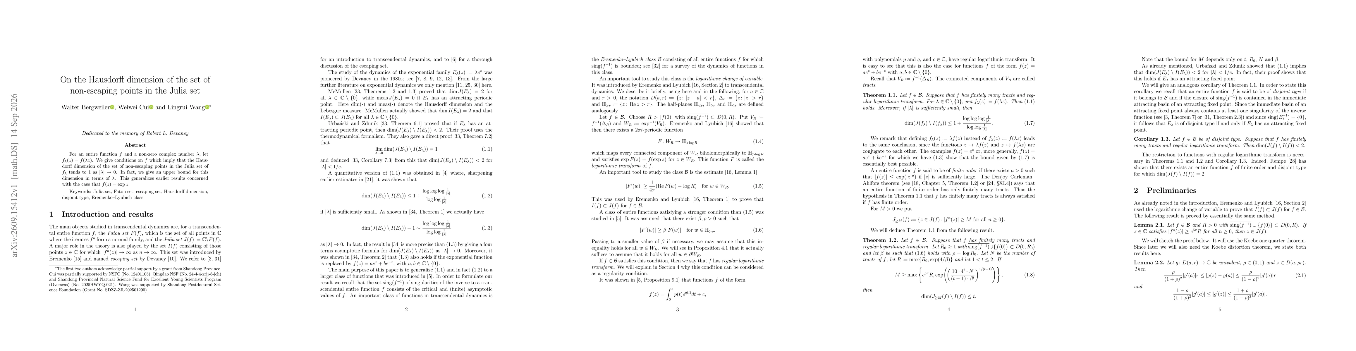 Thumbnail for On the Hausdorff dimension of the set of non-escaping points in the Julia set