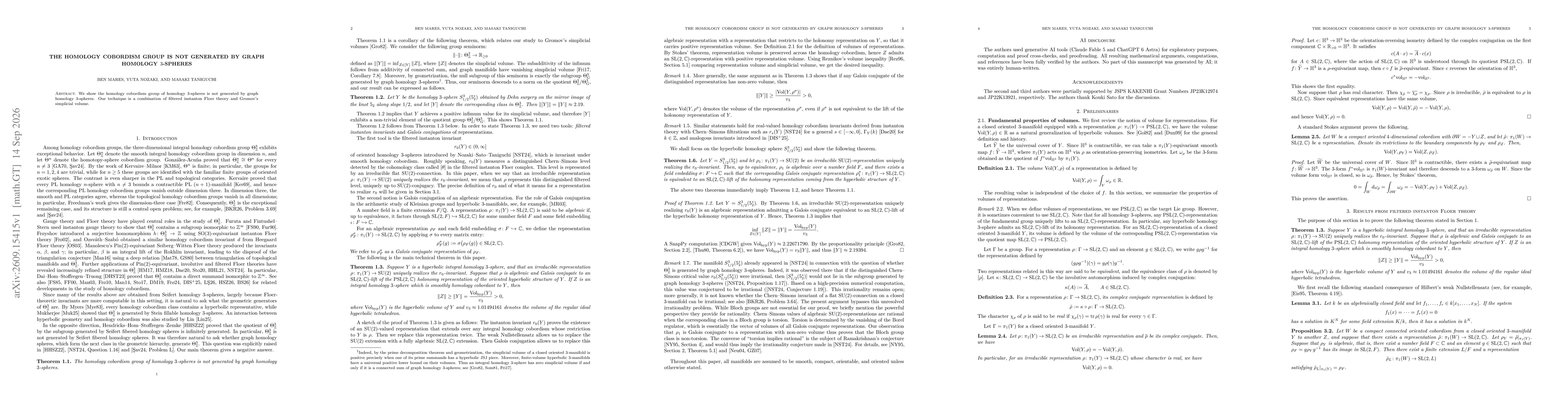 Thumbnail for The homology cobordism group is not generated by graph homology $3$-spheres