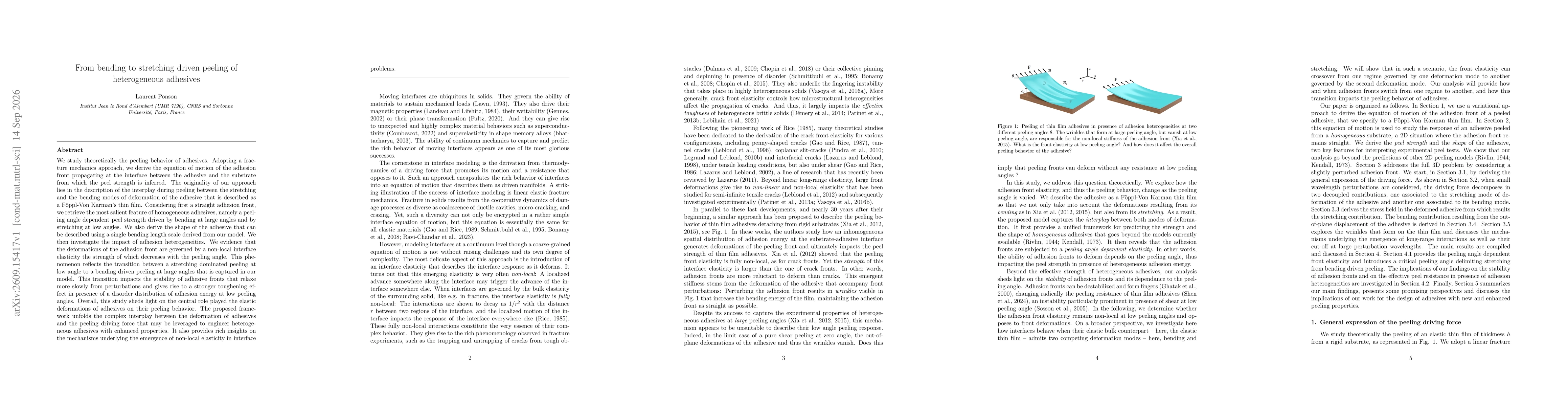 Thumbnail for From bending to stretching driven peeling of heterogeneous adhesives
