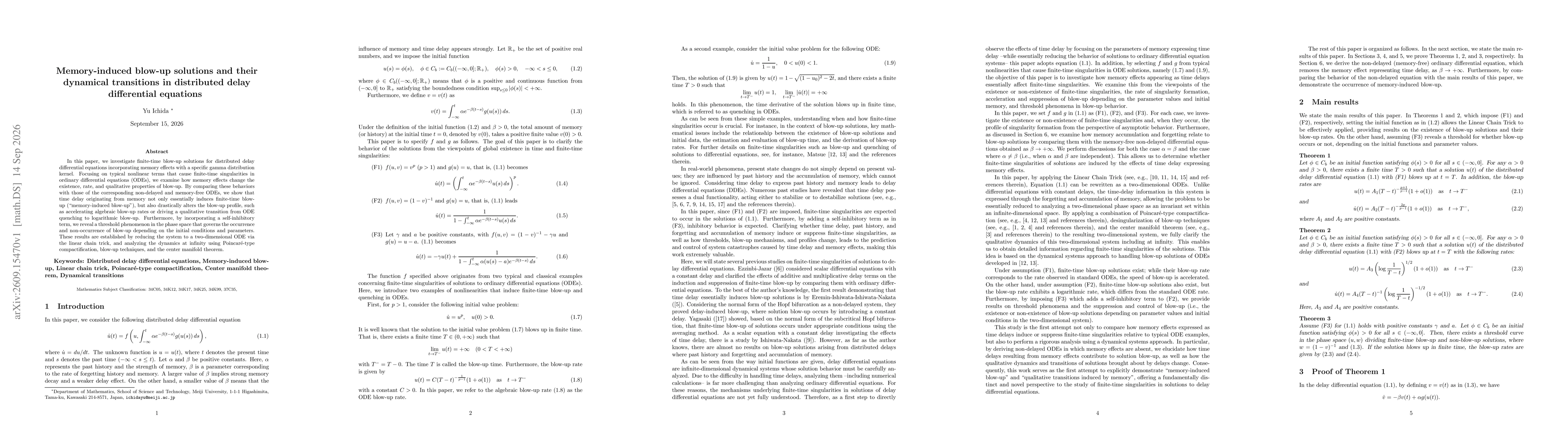 Thumbnail for Memory-induced blow-up solutions and their dynamical transitions in distributed delay differential equations