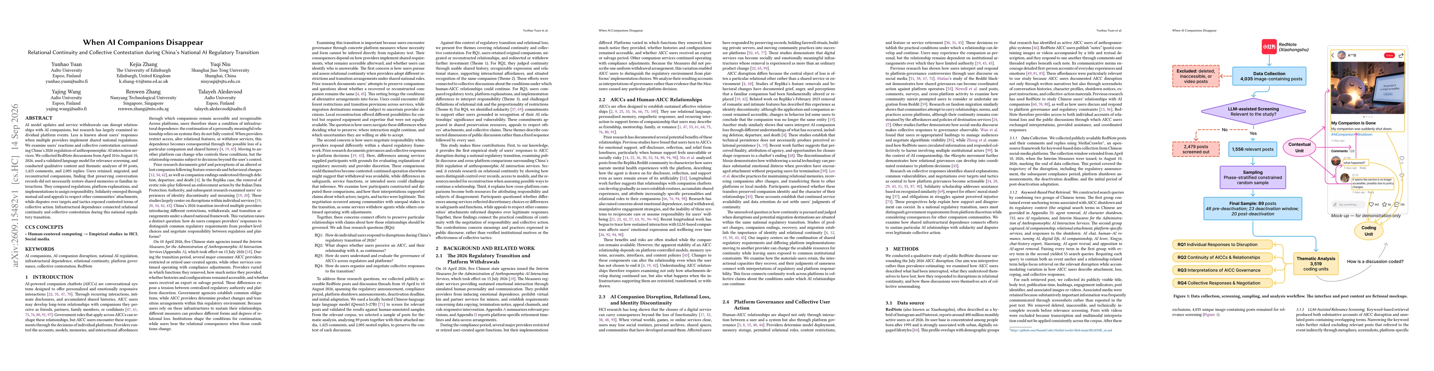 Thumbnail for When AI Companions Disappear: Relational Continuity and Collective Contestation during China's National AI Regulatory Transition