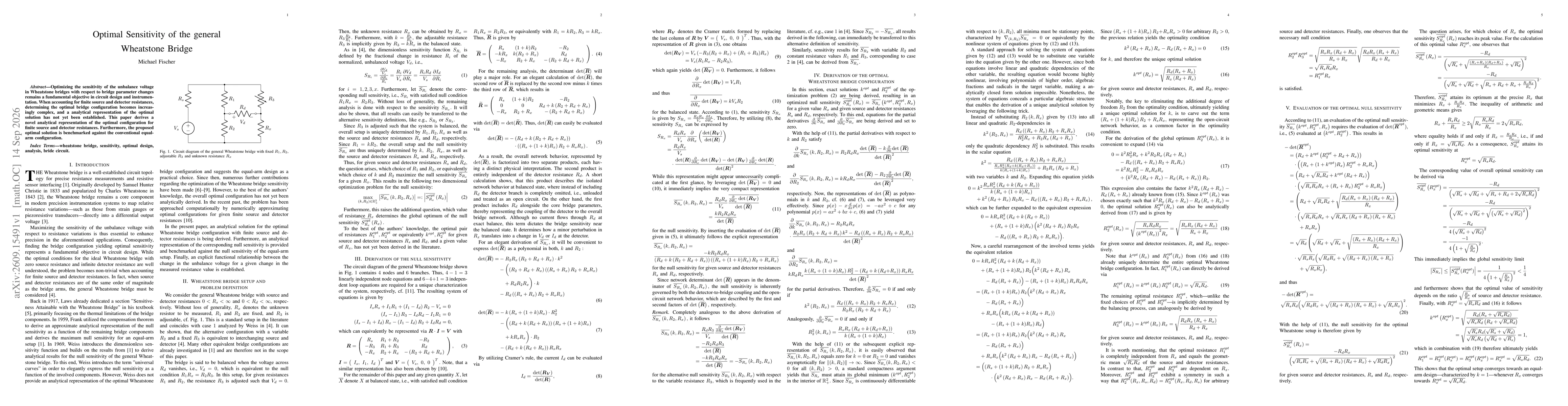Thumbnail for Optimal Sensitivity of the general Wheatstone Bridge