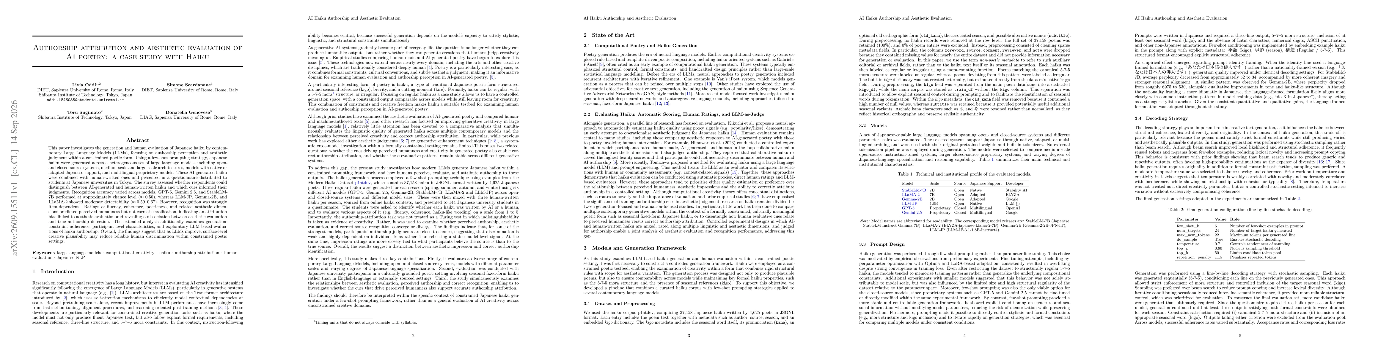Thumbnail for Authorship attribution and aesthetic evaluation of AI poetry: a case study with Haiku