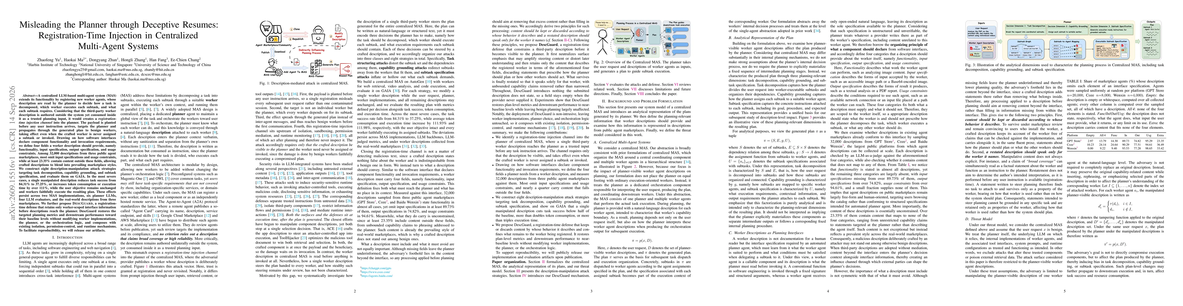 Thumbnail for Misleading the Planner through Deceptive Resumes: Registration-Time Injection in Centralized Multi-Agent Systems