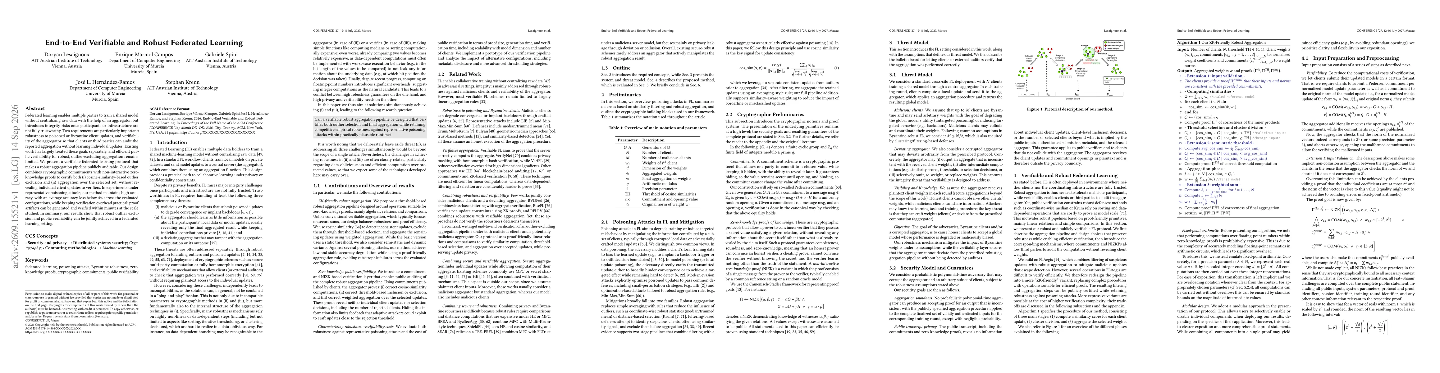 Thumbnail for End-to-End Verifiable and Robust Federated Learning