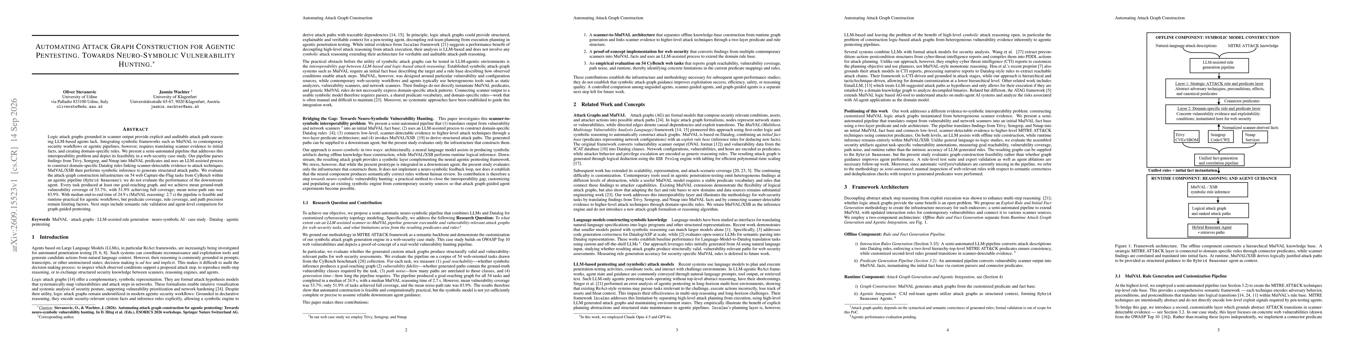 Thumbnail for Automating Attack Graph Construction for Agentic Pentesting. Towards Neuro-Symbolic Vulnerability Hunting