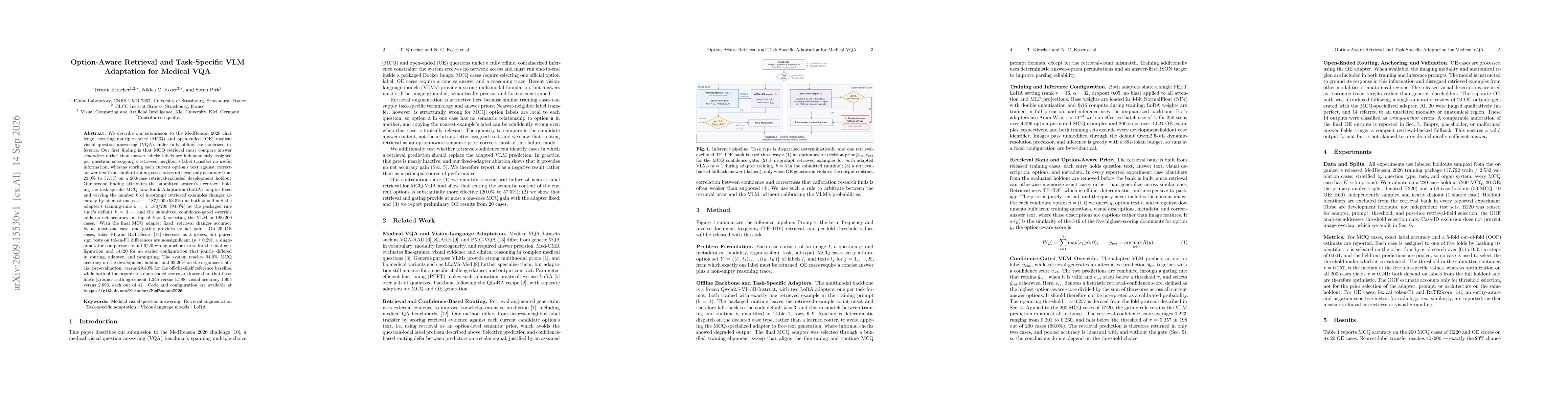 Thumbnail for Option-Aware Retrieval and Task-Specific VLM Adaptation for Medical VQA