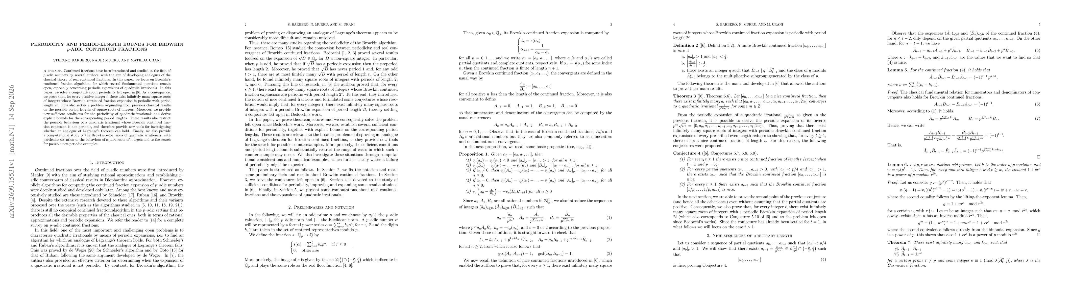 Thumbnail for Periodicity and Period-Length Bounds for Browkin $p$-Adic Continued Fractions