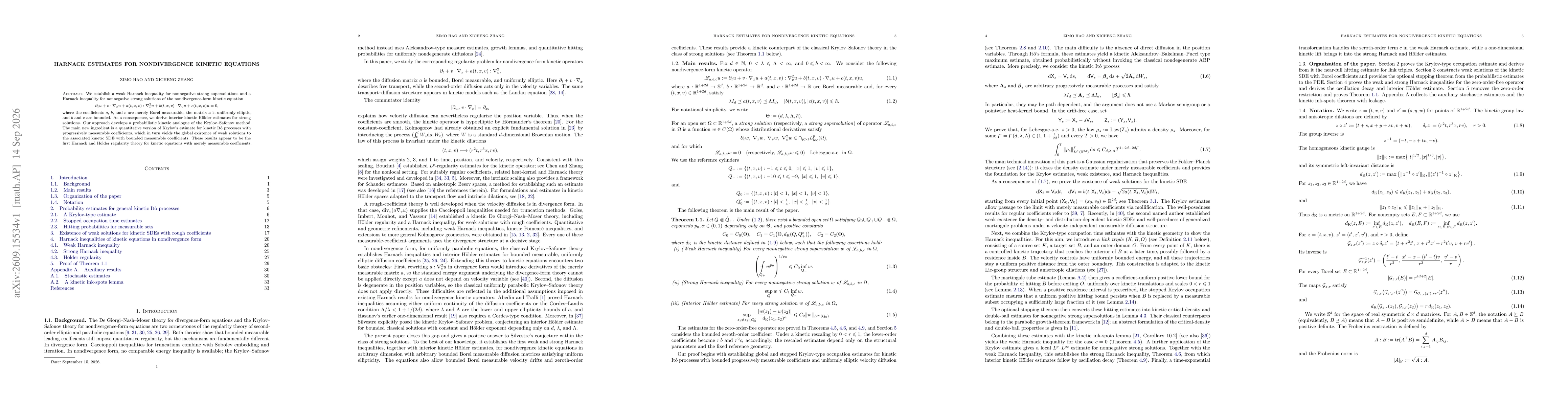 Thumbnail for Harnack estimates for nondivergence kinetic equations