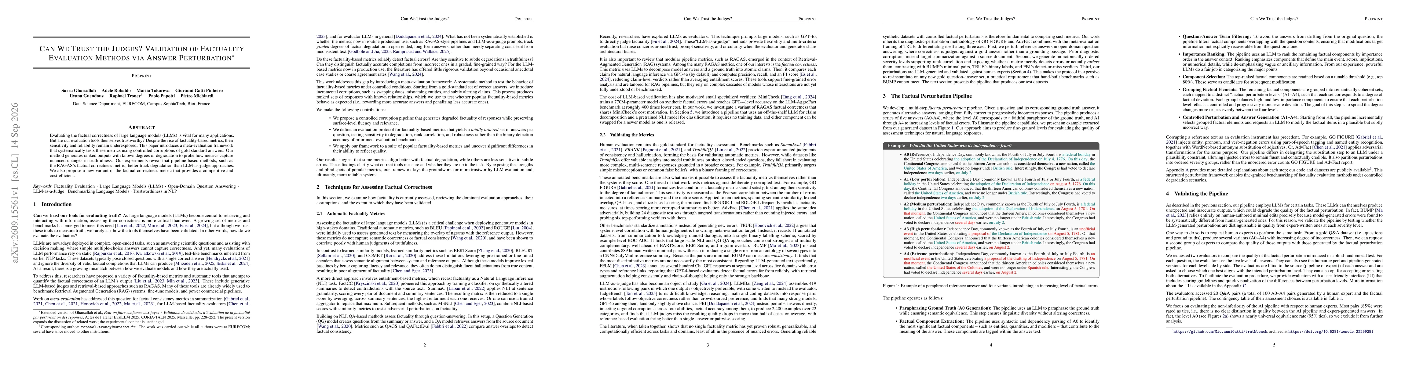 Thumbnail for Can We Trust the Judges? Validation of Factuality Evaluation Methods via Answer Perturbation