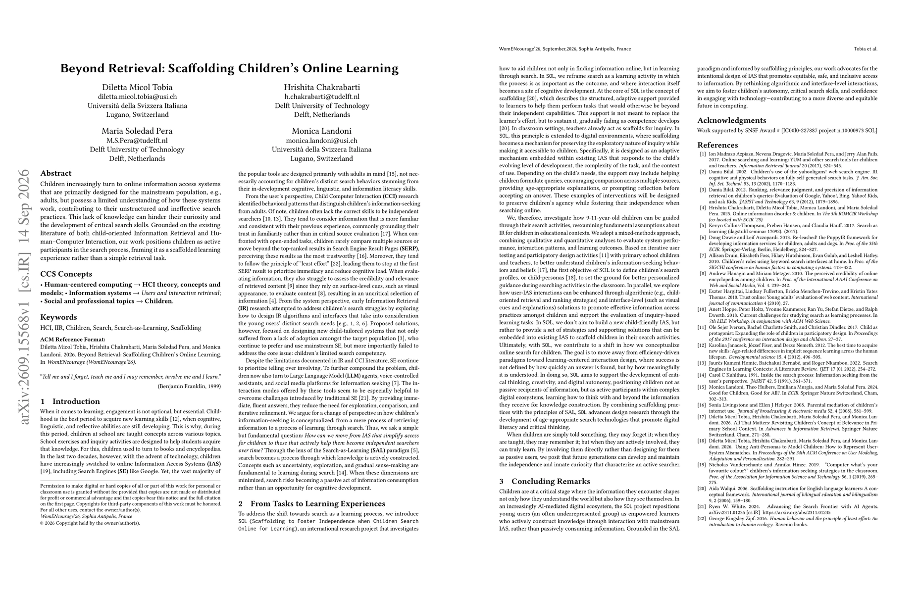 Thumbnail for Beyond Retrieval: Scaffolding Children's Online Learning
