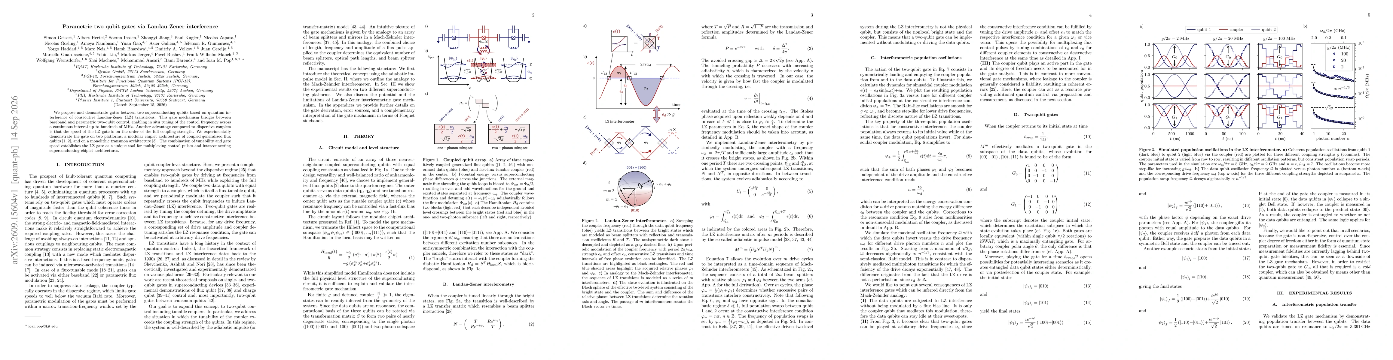 Thumbnail for Parametric two-qubit gates via Landau-Zener interference