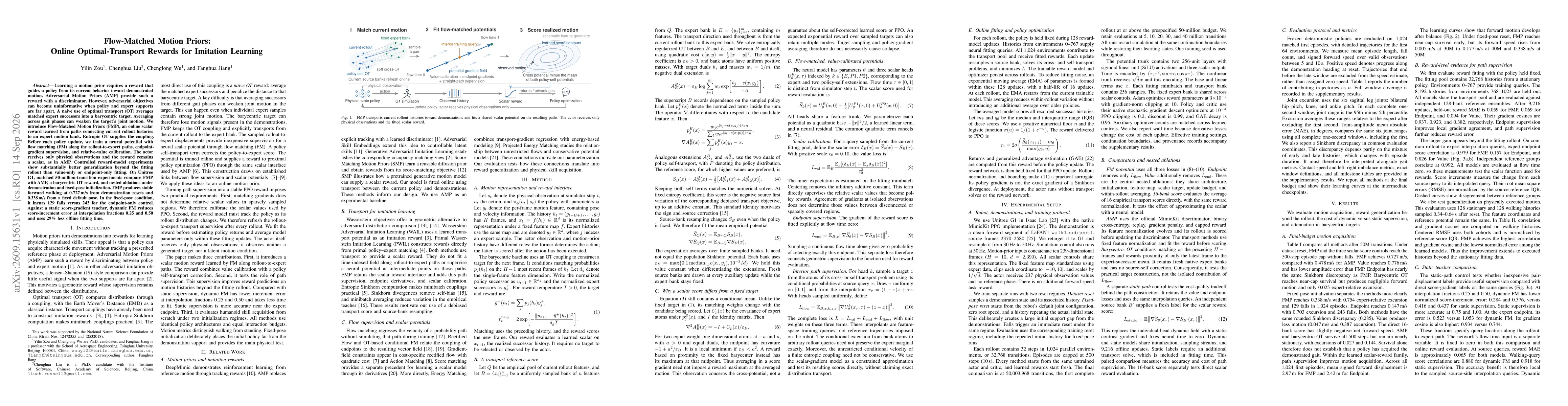 Thumbnail for Flow-Matched Motion Priors: Online Optimal-Transport Rewards for Imitation Learning