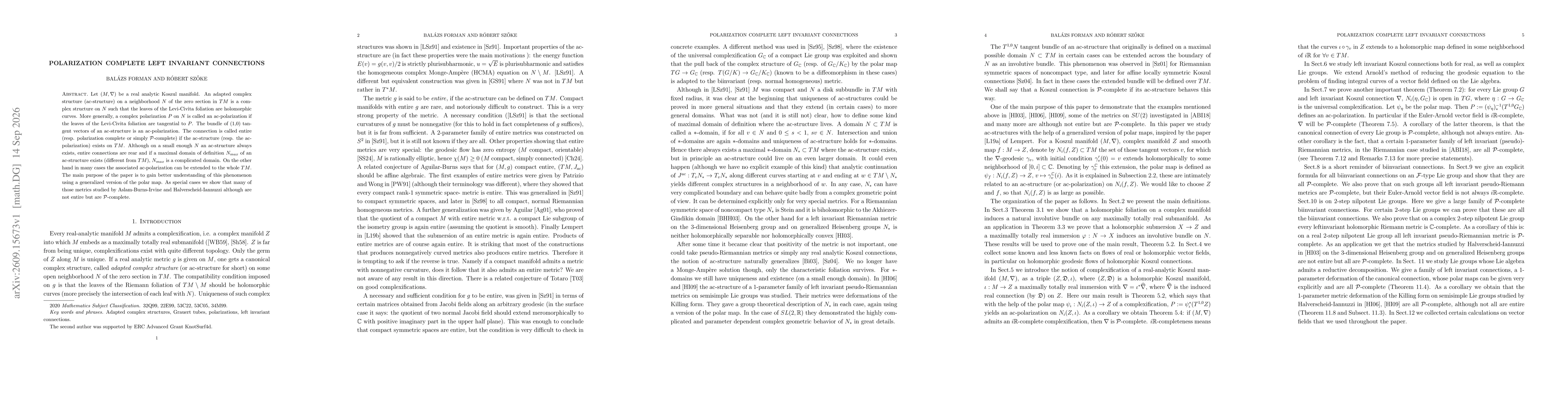 Thumbnail for Polarization complete left invariant connections