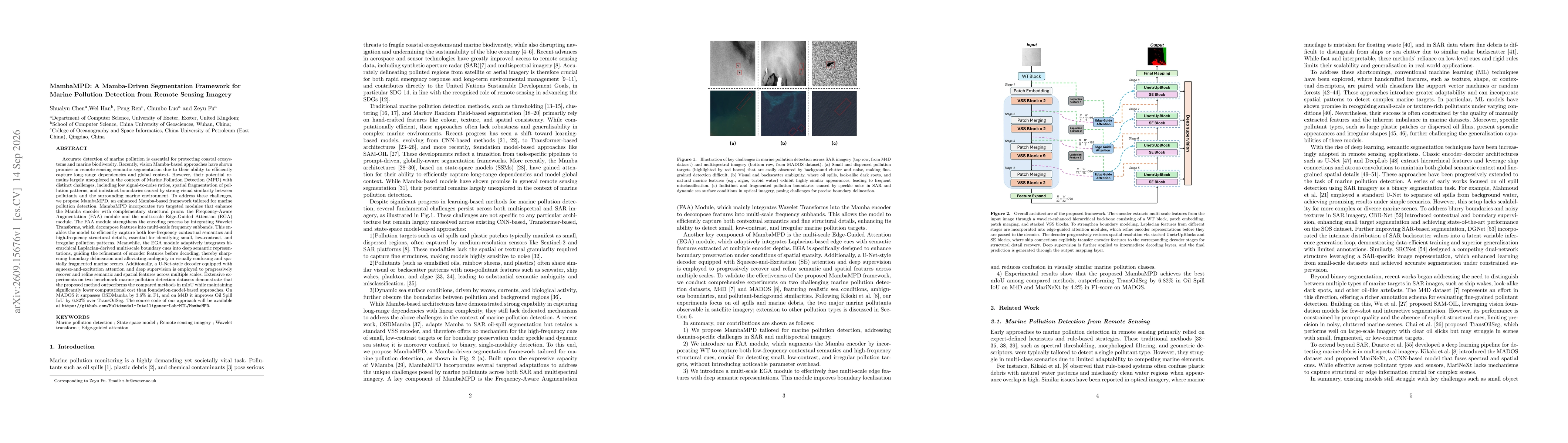 Thumbnail for MambaMPD: A Mamba-Driven Segmentation Framework for Marine Pollution Detection from Remote Sensing Imagery
