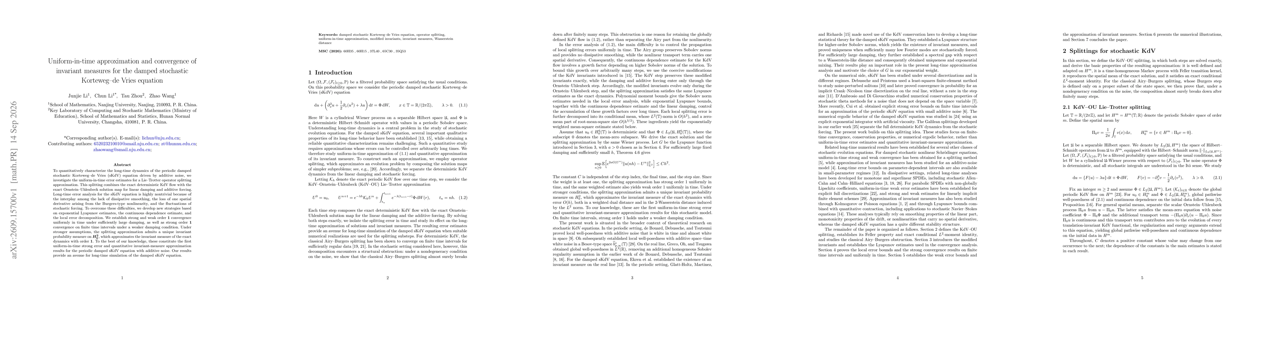 Thumbnail for Uniform-in-time approximation and convergence of invariant measuresfor the damped stochastic Korteweg-de Vries equation