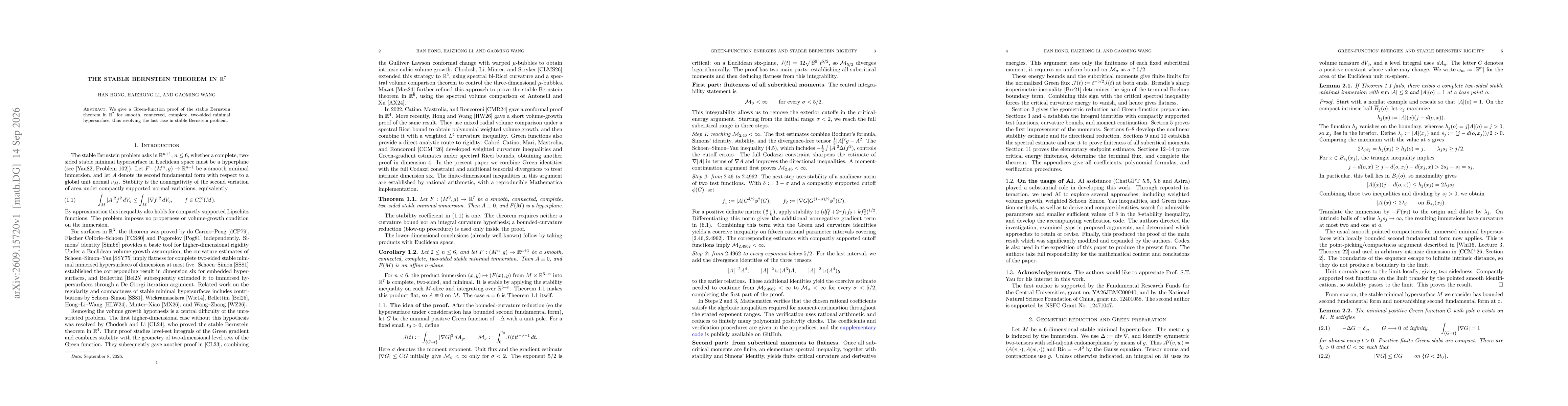 Thumbnail for The stable Bernstein theorem in $\mathbb{R}^{7}$