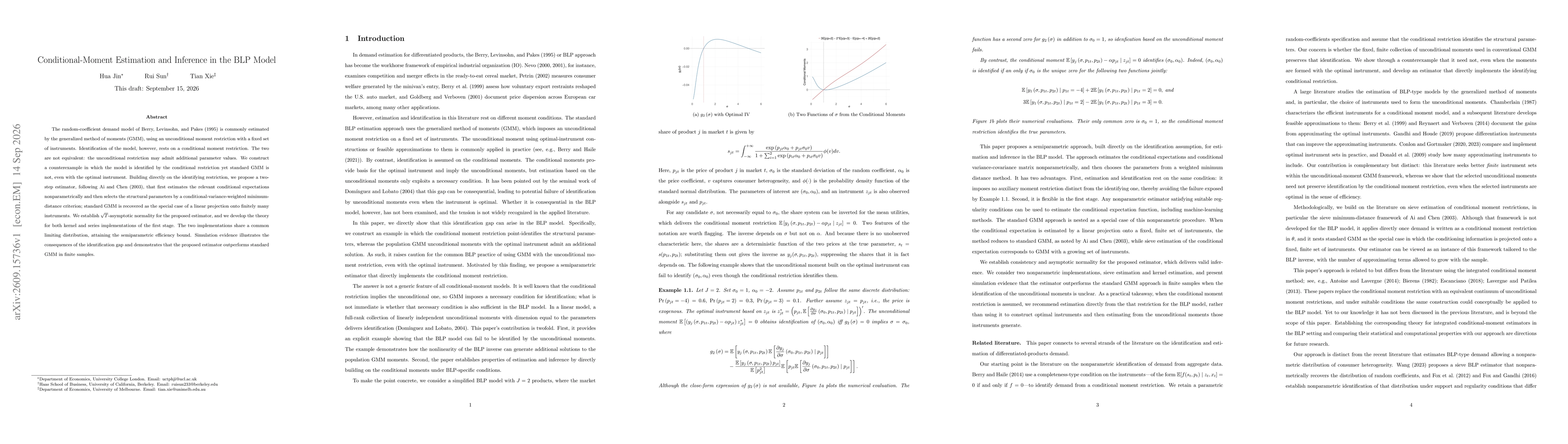 Thumbnail for Conditional-Moment Estimation and Inference in the BLP Model
