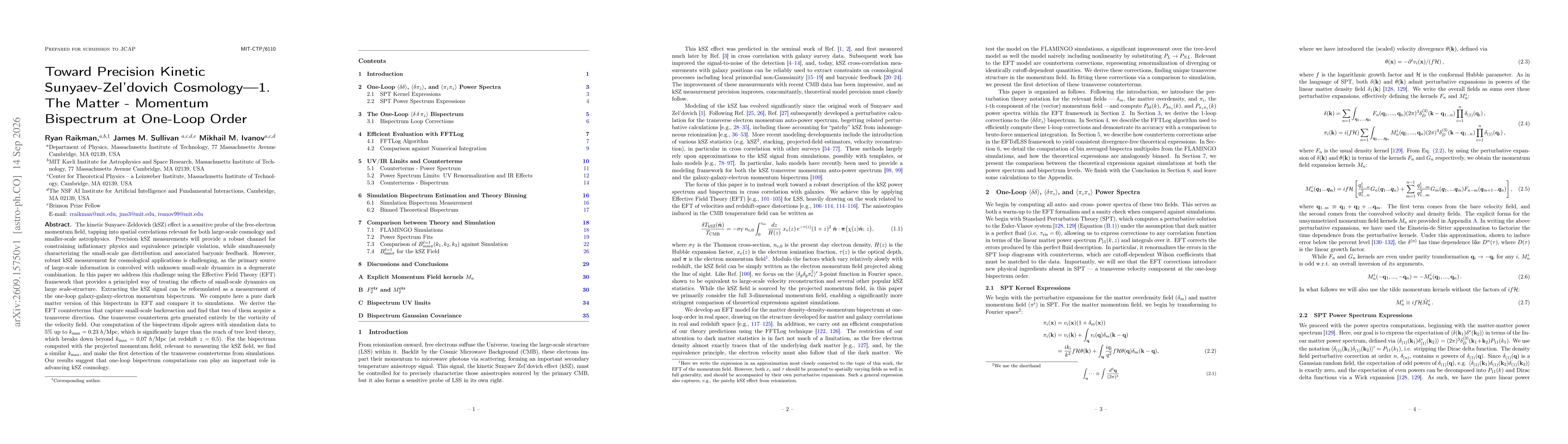 Thumbnail for Toward Precision Kinetic Sunyaev-Zel'dovich Cosmology---1. The Matter - Momentum Bispectrum at One-Loop Order