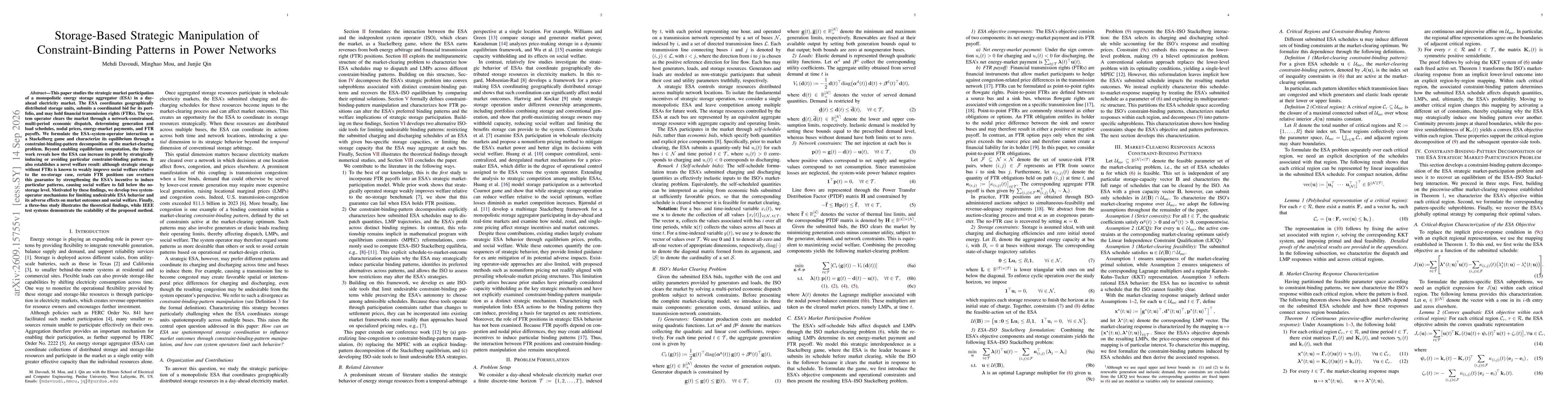 Thumbnail for Storage-Based Strategic Manipulation of Constraint-Binding Patterns in Power Networks