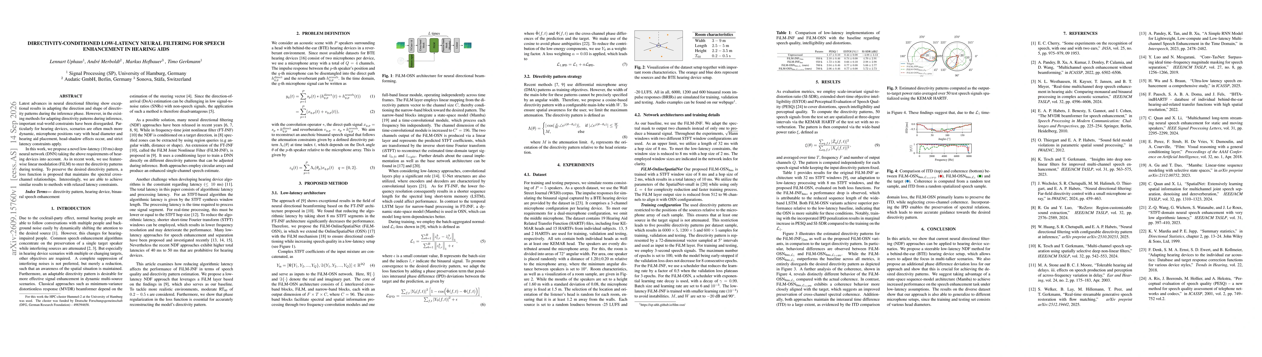 Thumbnail for Directivity-Conditioned Low-Latency Neural Filtering for Speech Enhancement in Hearing Aids