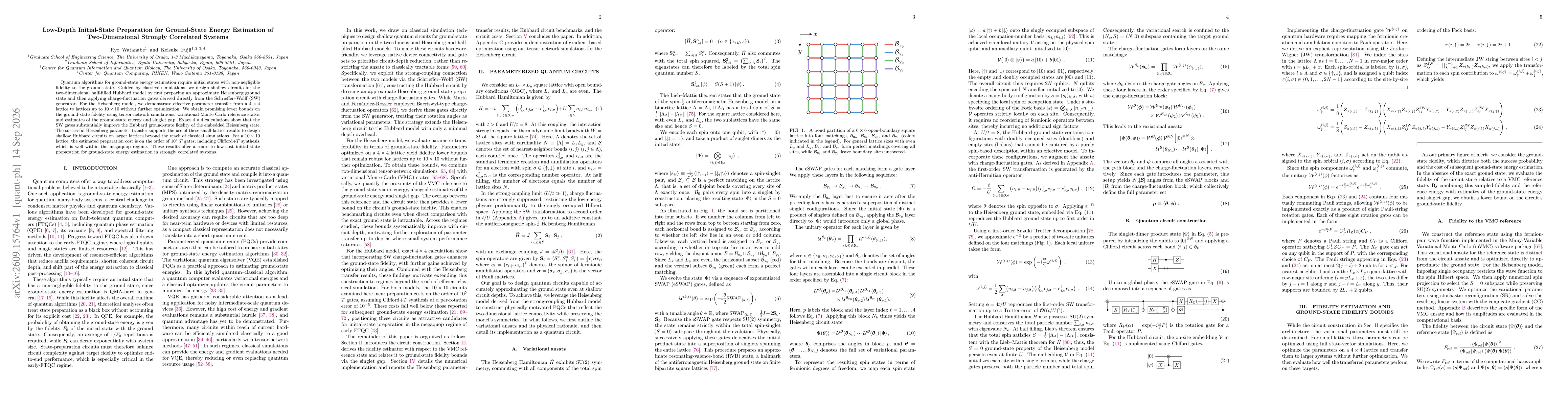 Thumbnail for Low-Depth Initial-State Preparation for Ground-State Energy Estimation of Two-Dimensional Strongly Correlated Systems
