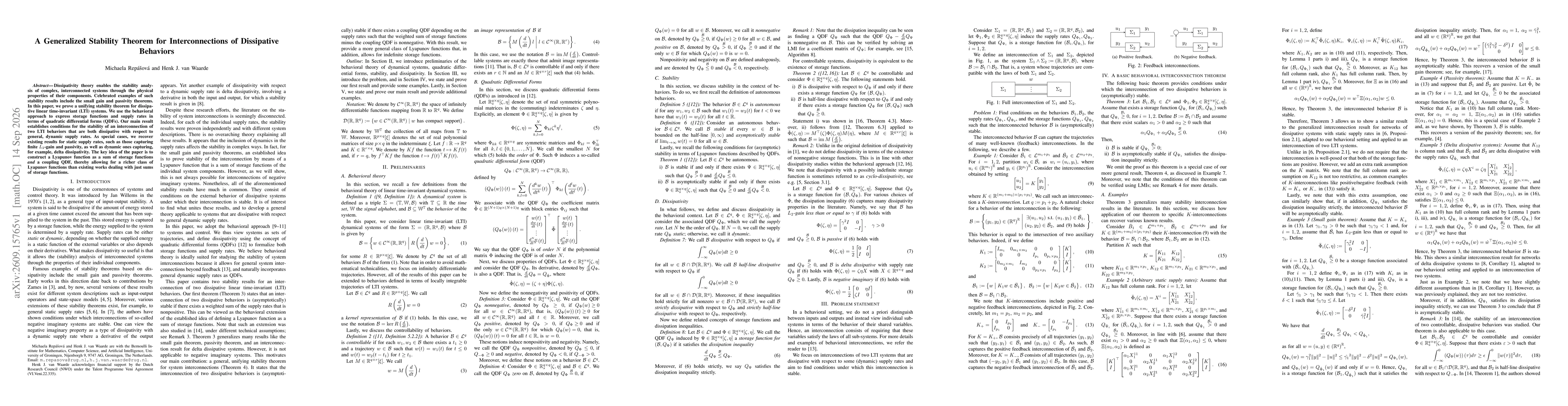 Thumbnail for A Generalized Stability Theorem for Interconnections of Dissipative Behaviors